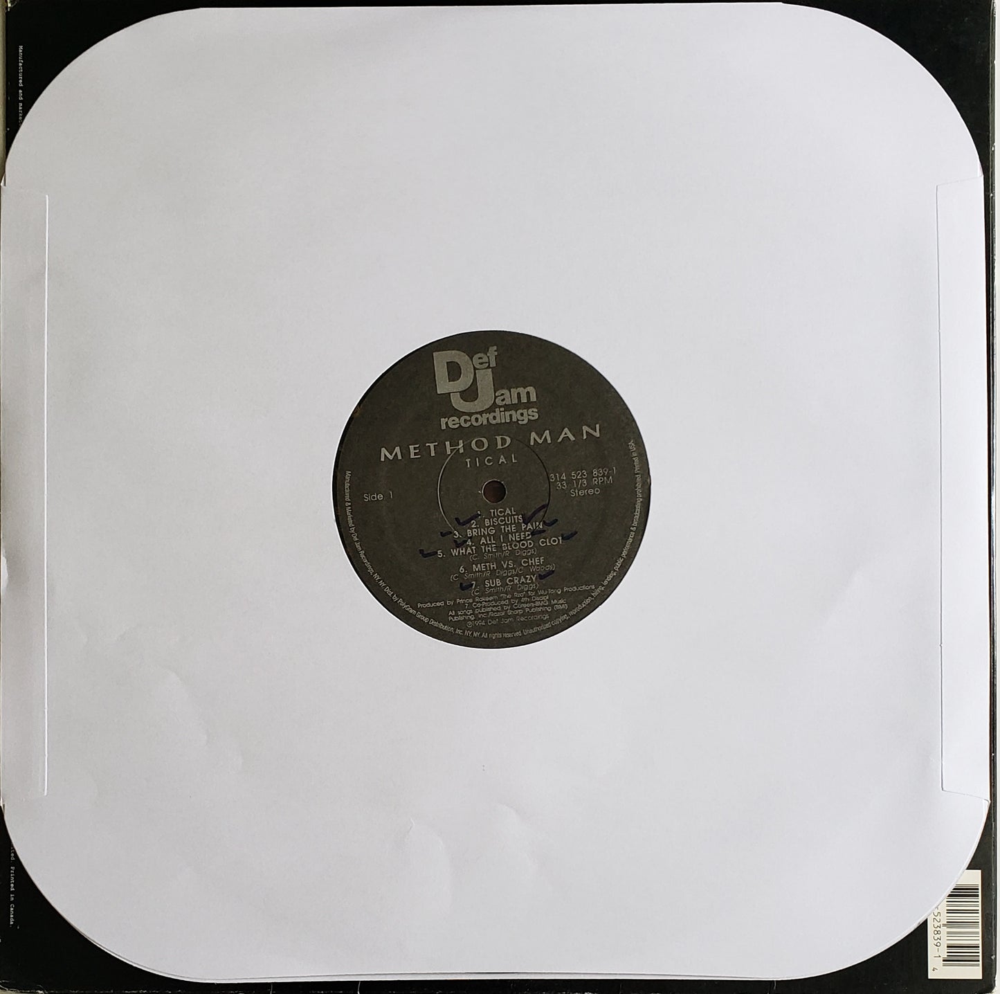 Method Man "Tical" (LP Vinyl Album)Vintage-RARE!!