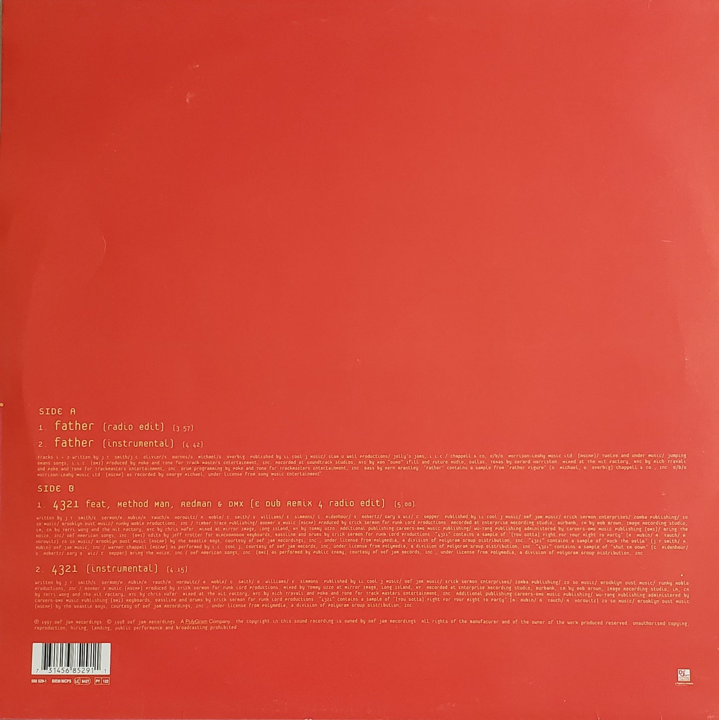 LL COOL J "Father/4321" (12" Vinyl)RARE!!