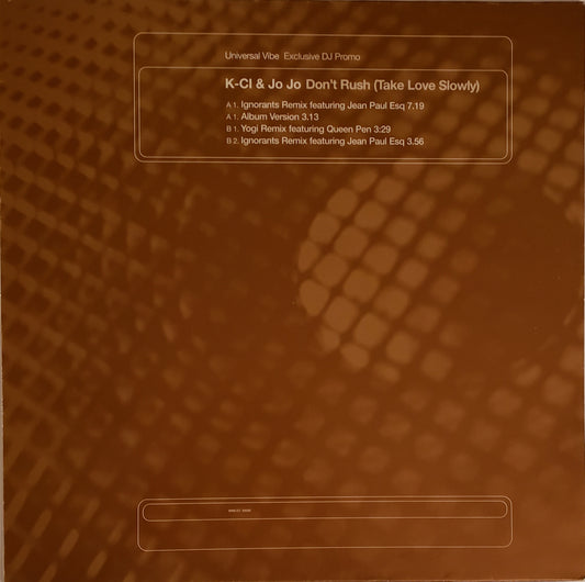 K-CI & Jo Jo: Don't Rush (Take Love Slowly) UK (12' Vinyl) RARE!!!