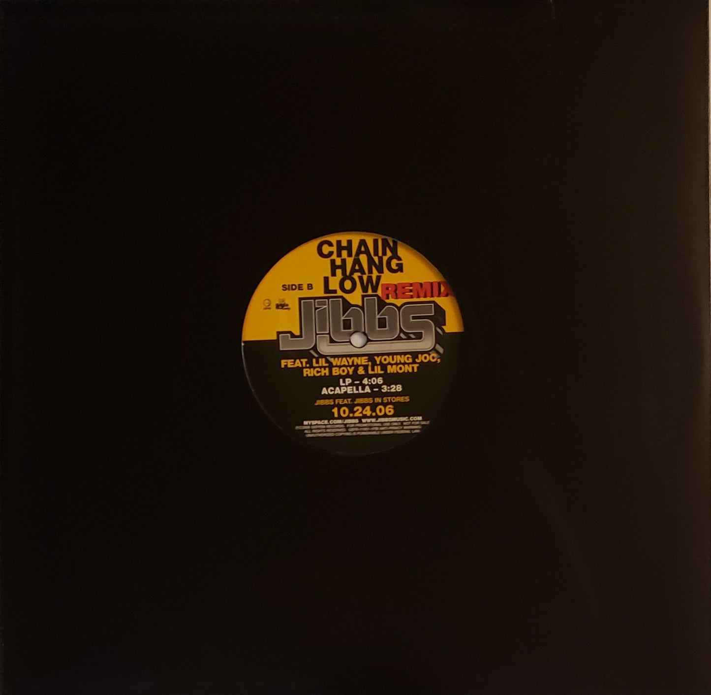 Jibbs "Chain Hang Low" The Remix - Lil Wayne, Young Joc (12" Vinyl)