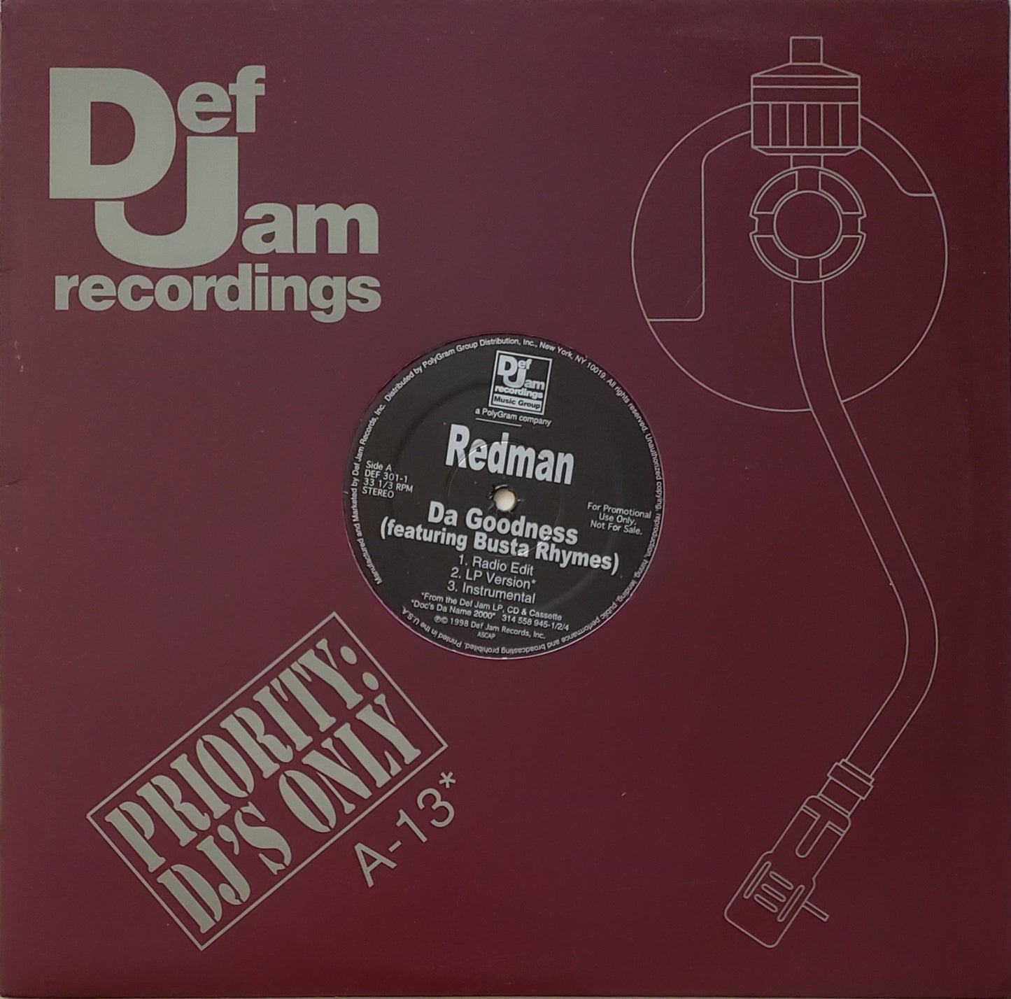 REDMAN & BUSTA RHYMES "DA GOODNESS / I DON'T KARE "(12" Vinyl)RARE!!!