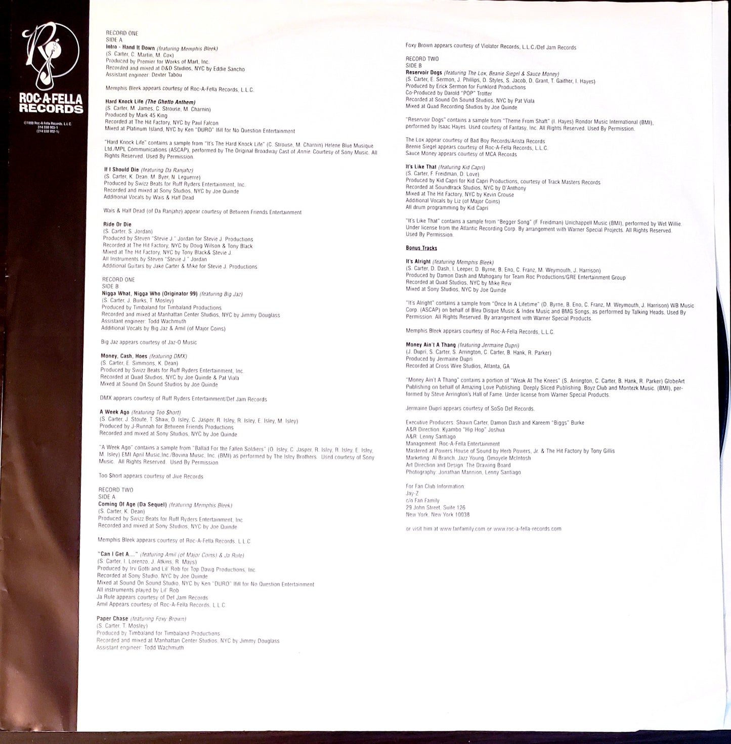 Jay-Z - Vol. 2 "Hard Knock Life" (2X LP Album)