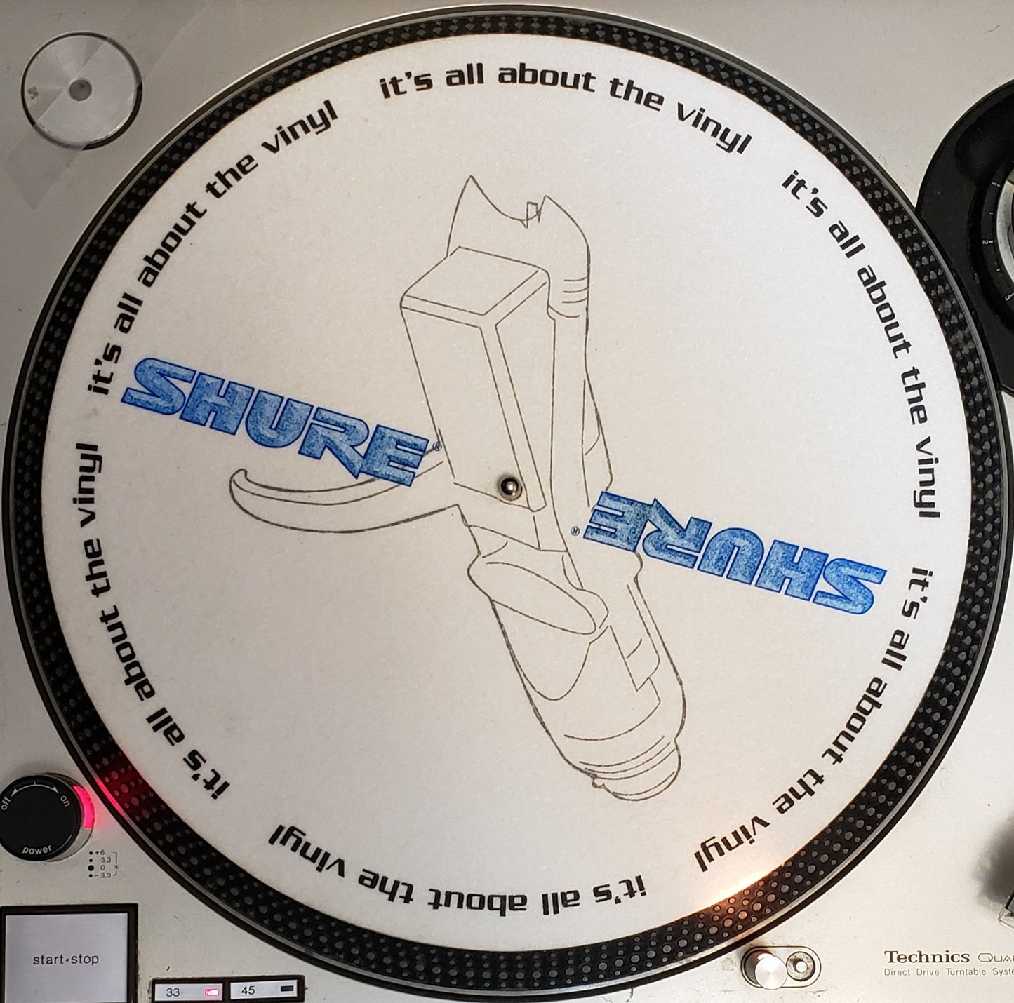 SHURE- 12 Inch (2)Turntable Slipmat Phonograph LP Vinyl Record-White Acrylic