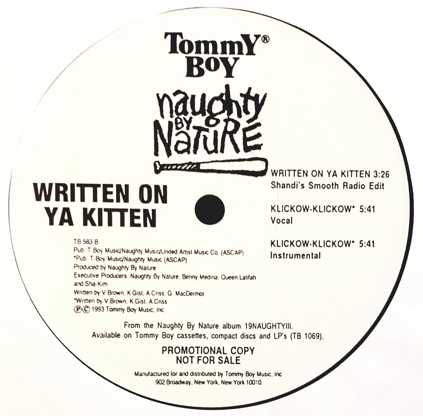 Naughty By Nature "Written On Ya Kitten" (12" Vinyl Record )ORIGINAL VINTAGE!!