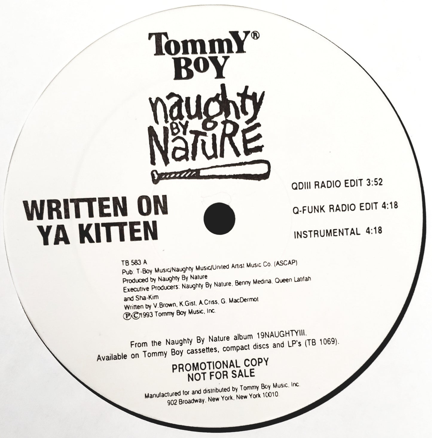Naughty By Nature "Written On Ya Kitten" (12" Vinyl Record )ORIGINAL VINTAGE!!