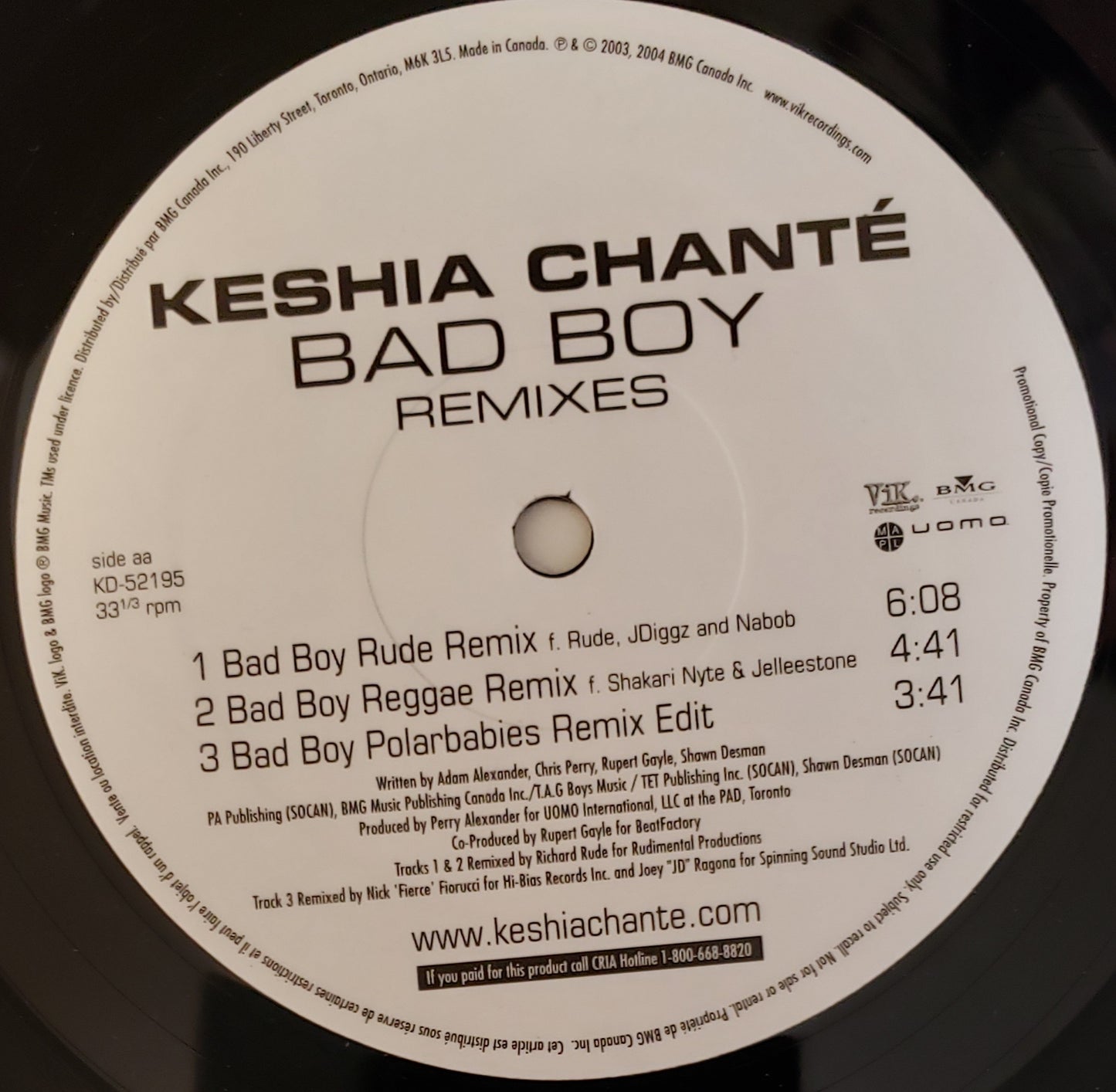 Keshia Chanté Featuring Foxy Brown "Does He Love Me / Bad Boy" (Remixes (12" Vinyl)
