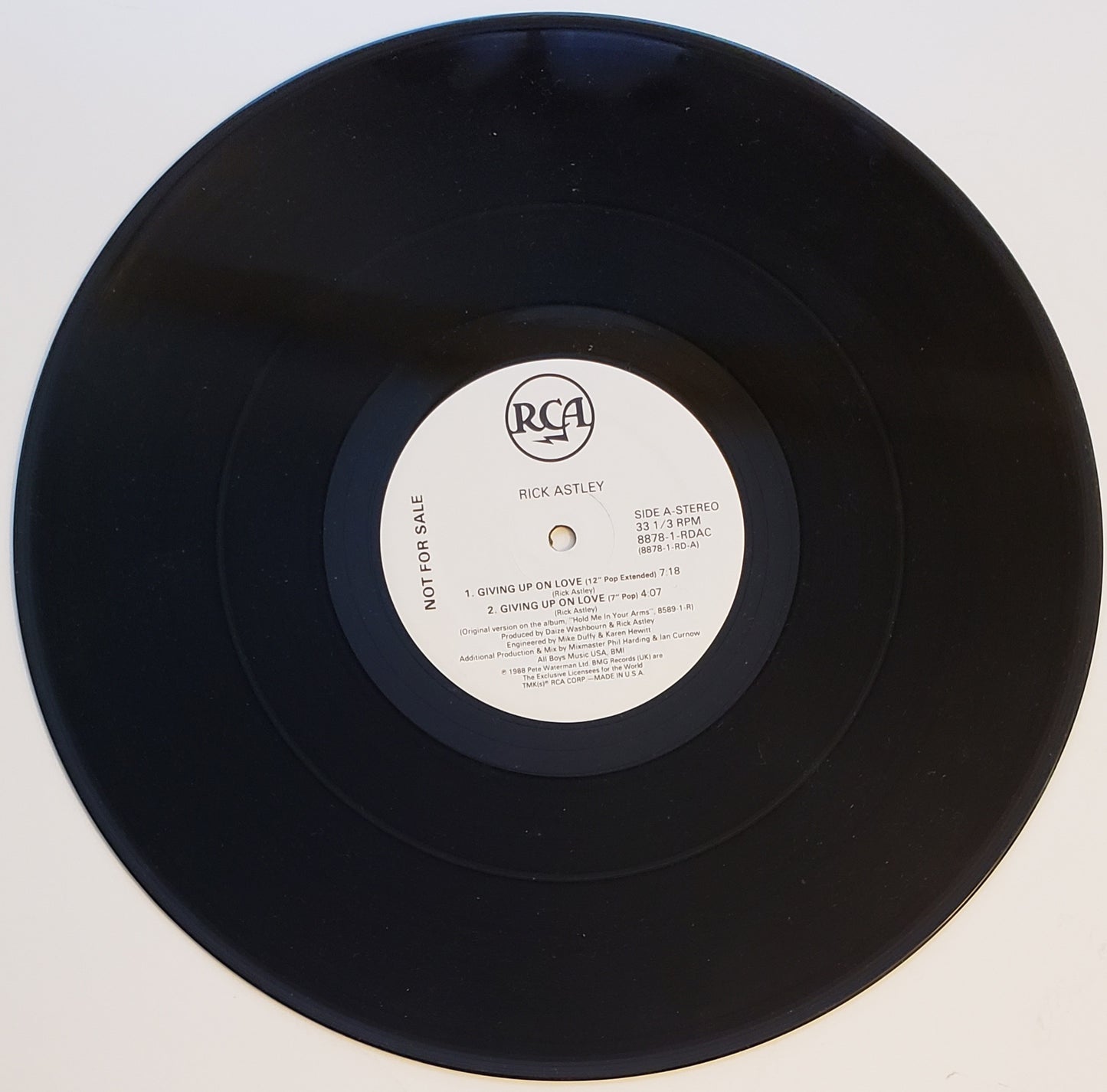 Rick Ashley “Giving Up On Love” (12"Vinyl)RARE!!