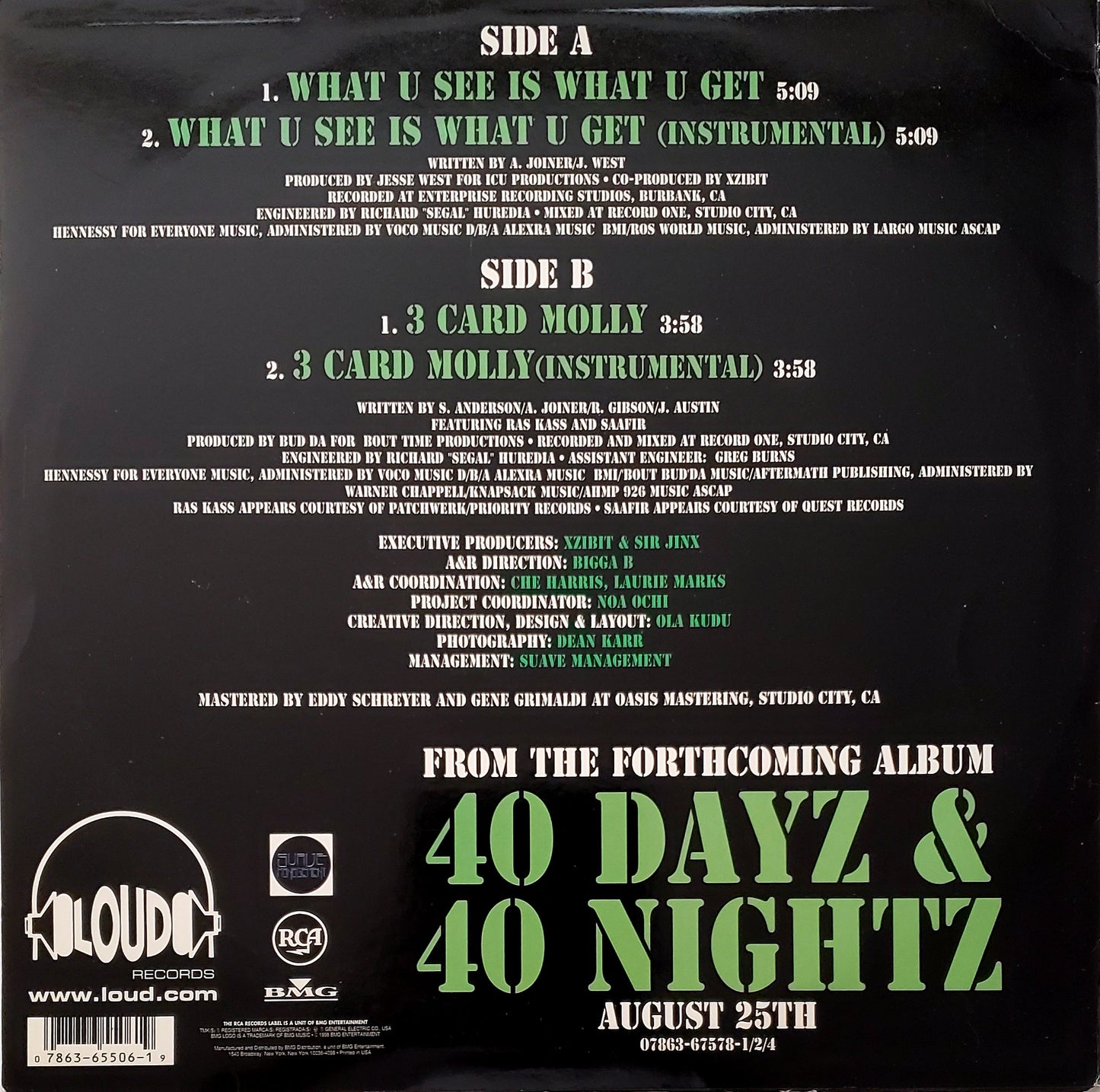 XZIBIT - WHAT U SEE IS WHAT U GET / 3 CARD MOLLY (12" Vinyl) RARE!!