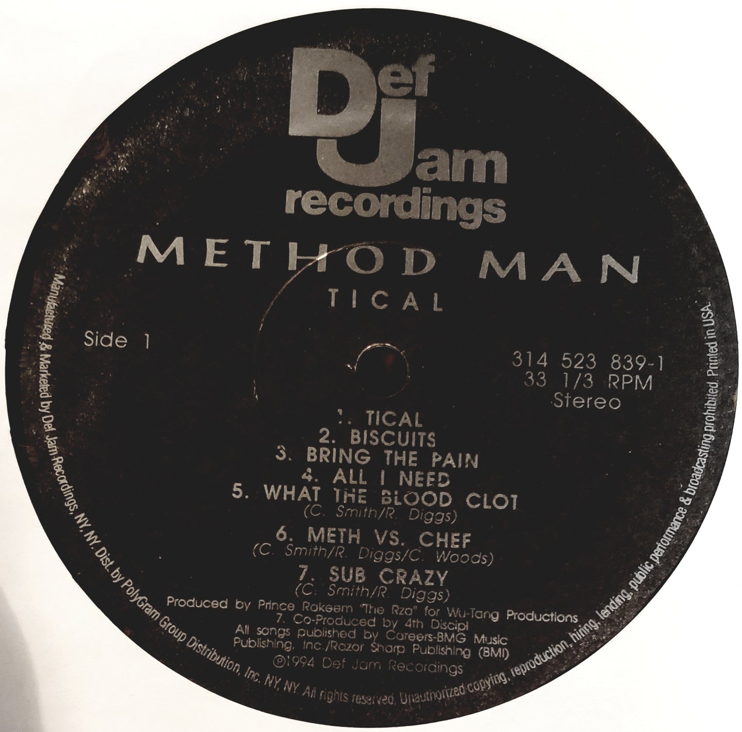 Method Man "Tical" (LP Vinyl Album)Vintage-RARE!!