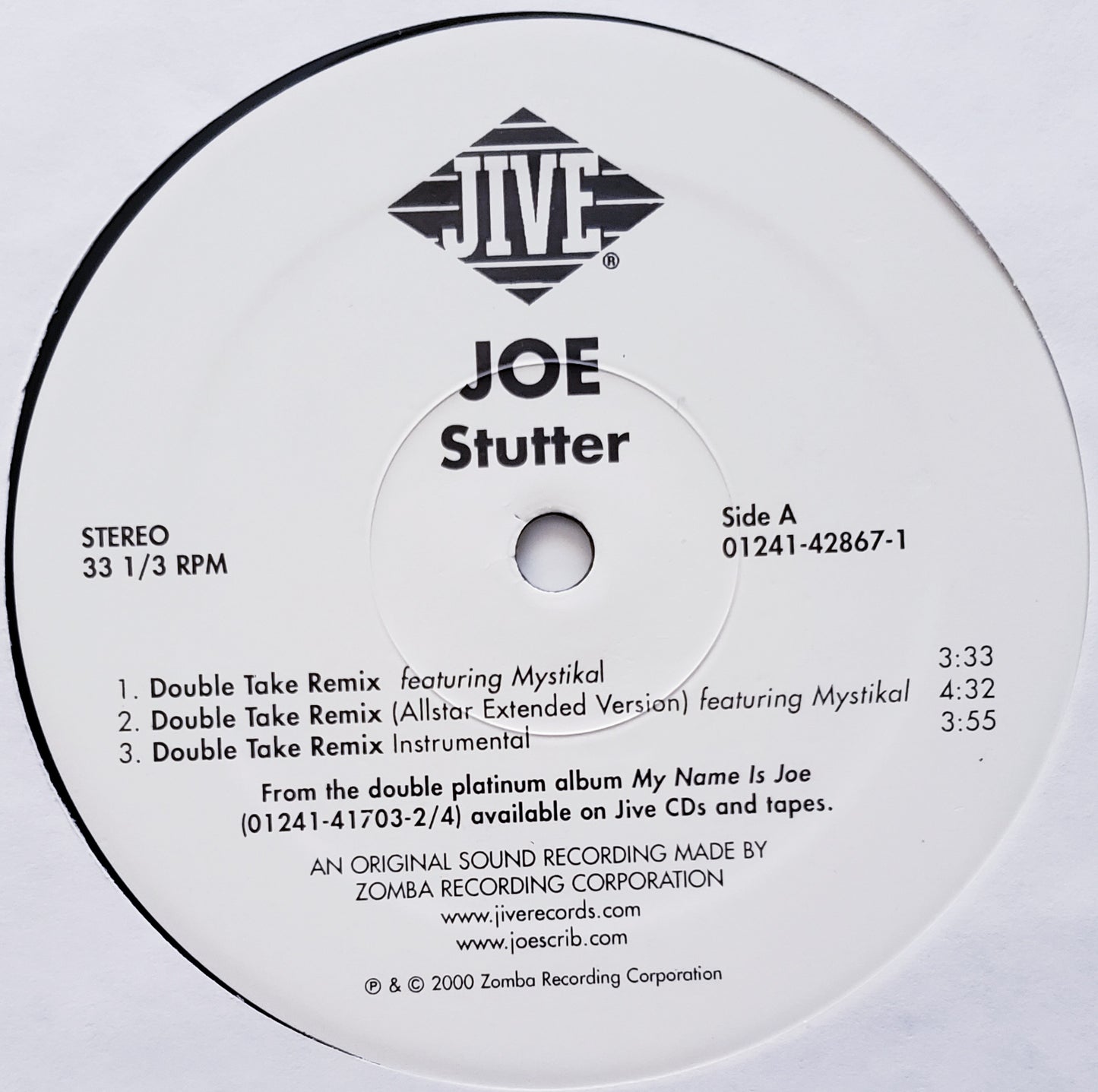 Joe – Stutter (Double Take Remixes featuring Mystikal)- 12" Vinyl) RARE!!