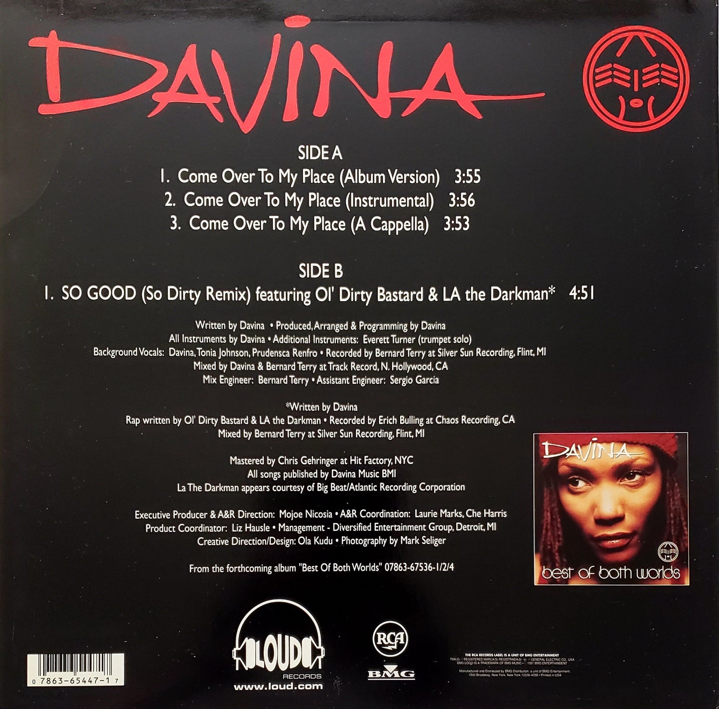Davina-Come Over to My Place / So Good Featuring Ol' Dirty Bastard & LA The Darkman (12" Vinyl)
