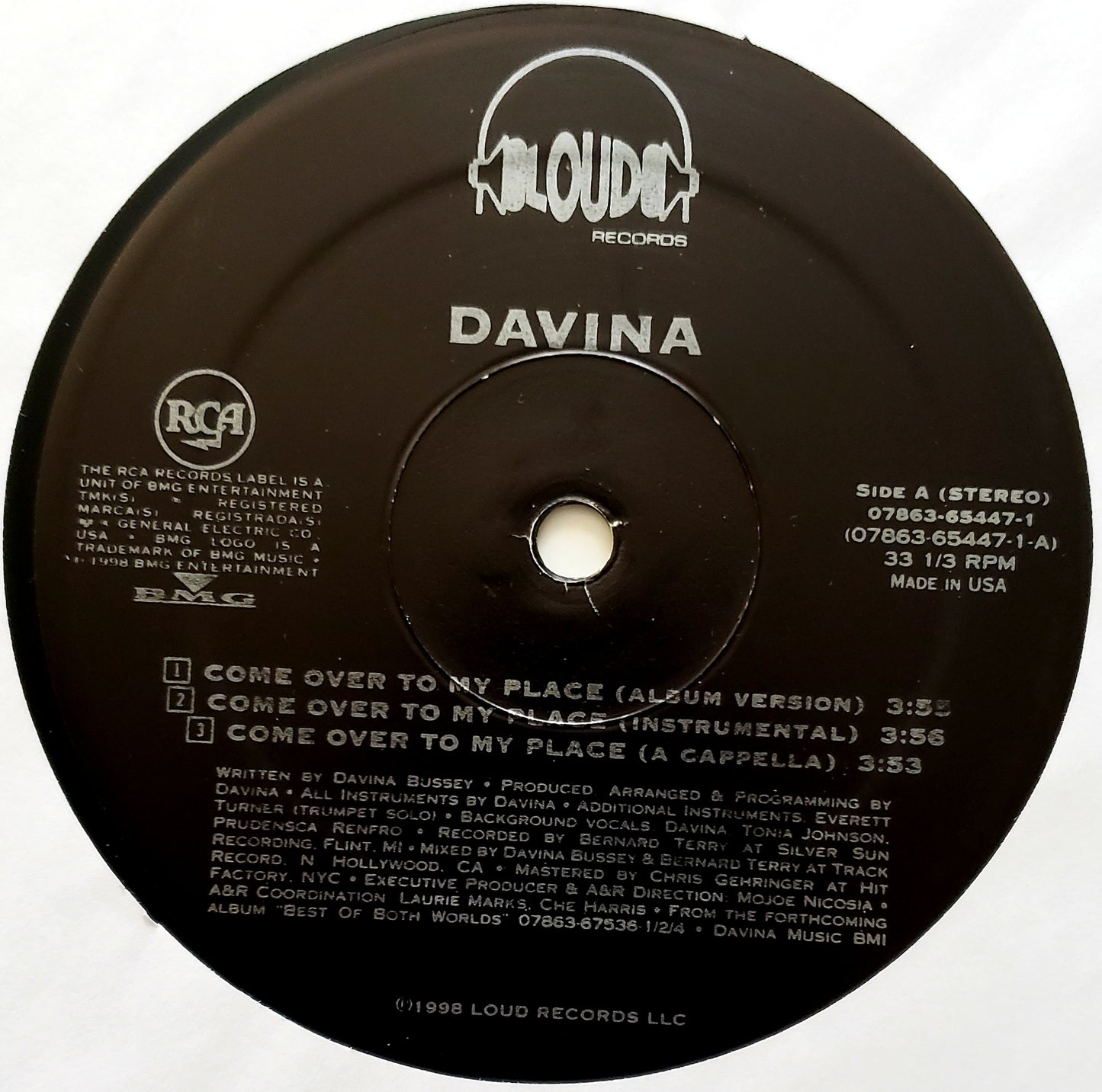 Davina-Come Over to My Place / So Good Featuring Ol' Dirty Bastard & LA The Darkman (12" Vinyl)