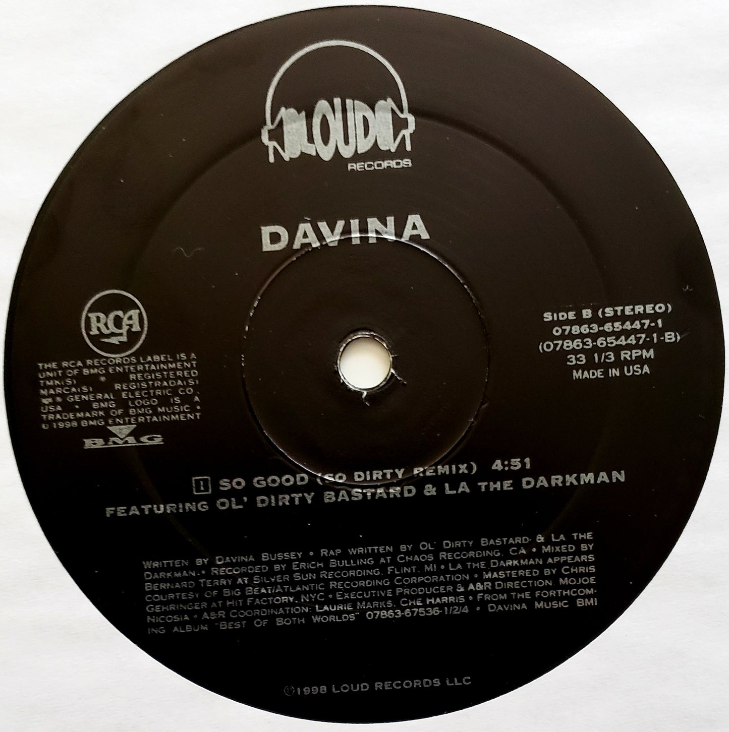 Davina-Come Over to My Place / So Good Featuring Ol' Dirty Bastard & LA The Darkman (12" Vinyl)