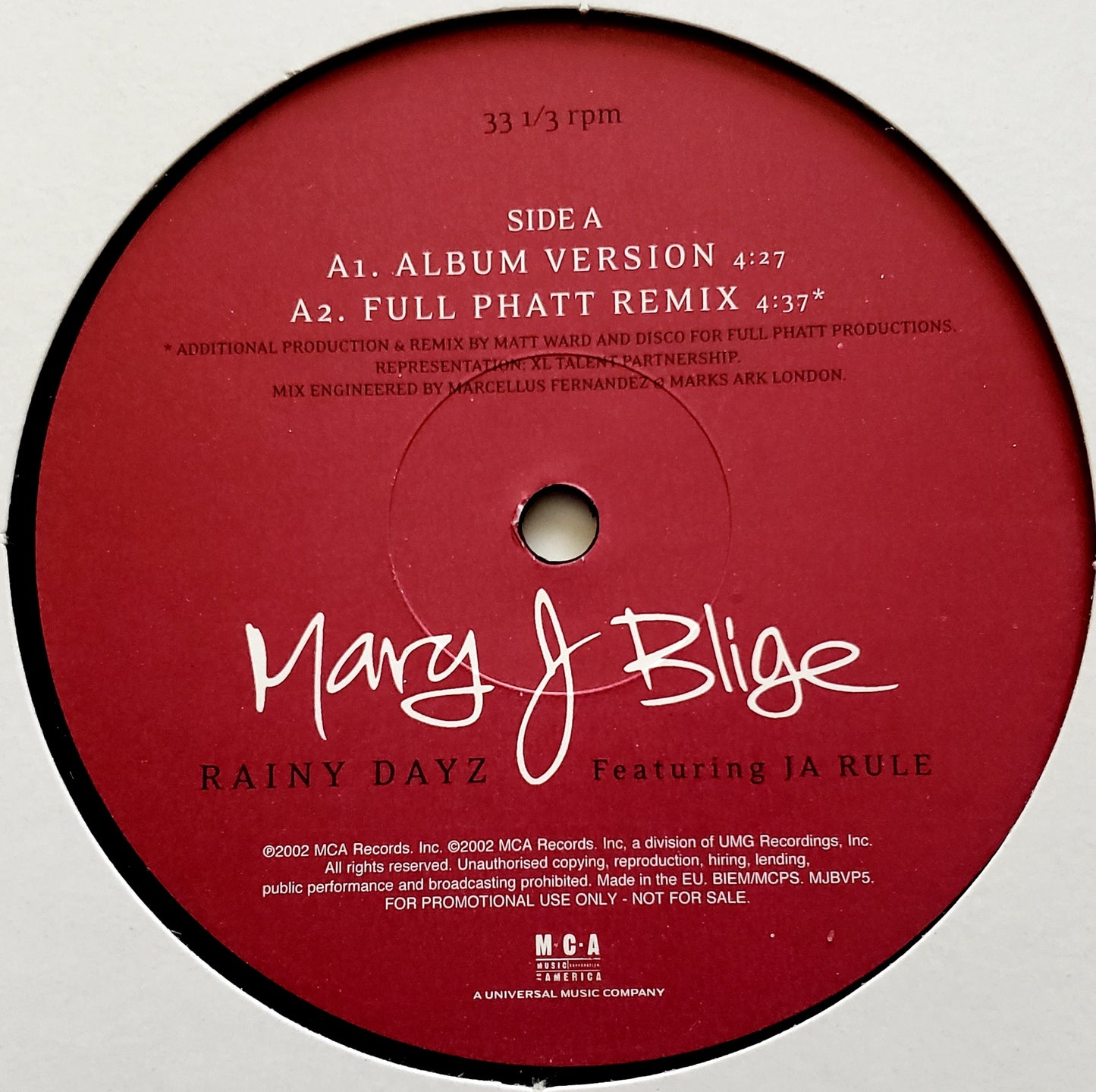 Mary J. Blige Featuring Ja Rule – Rainy Dayz (12" Vinyl)