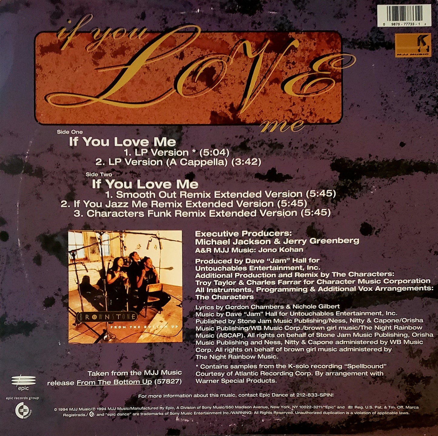 Brownstone – If You Love Me (Remixes) 12" Vinyl