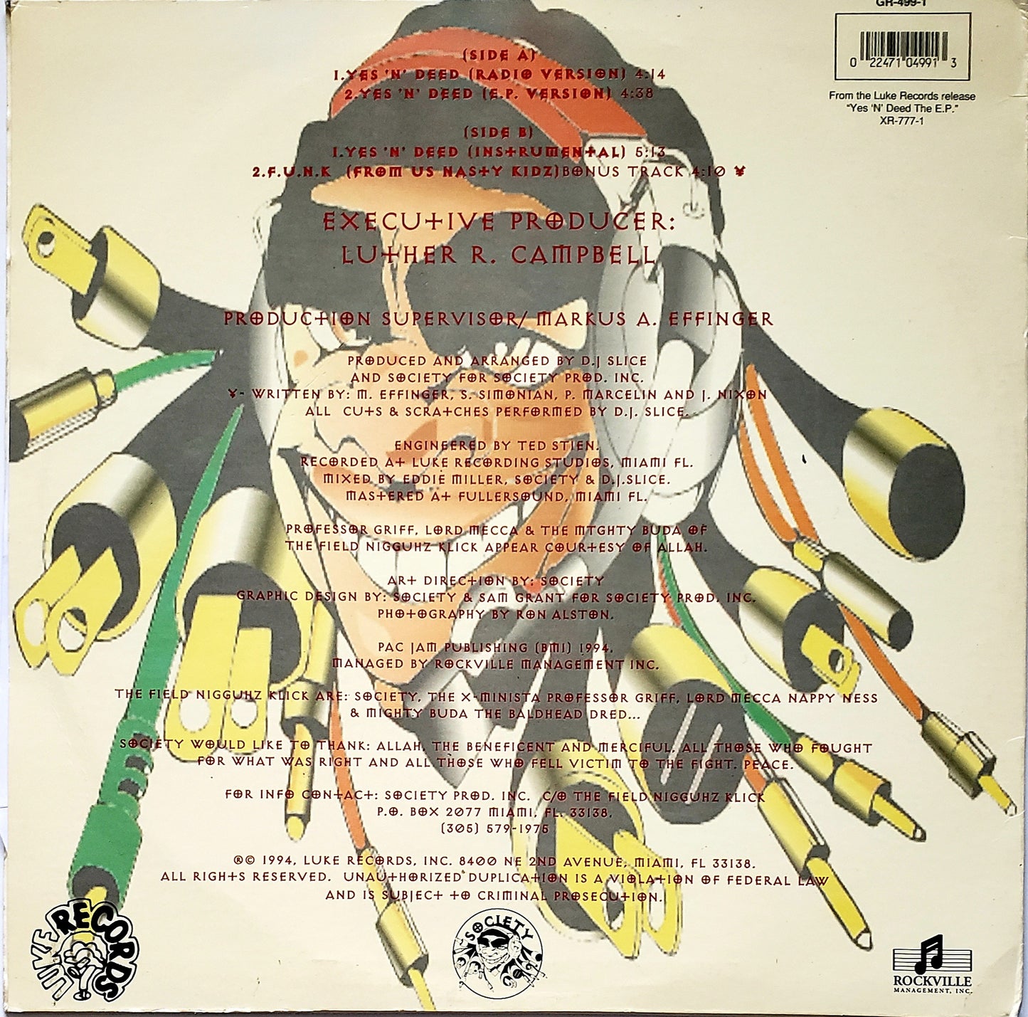 Society – Yes 'N' Deed/F.U.N.K (12" Vinyl) Vintage Hip Hop