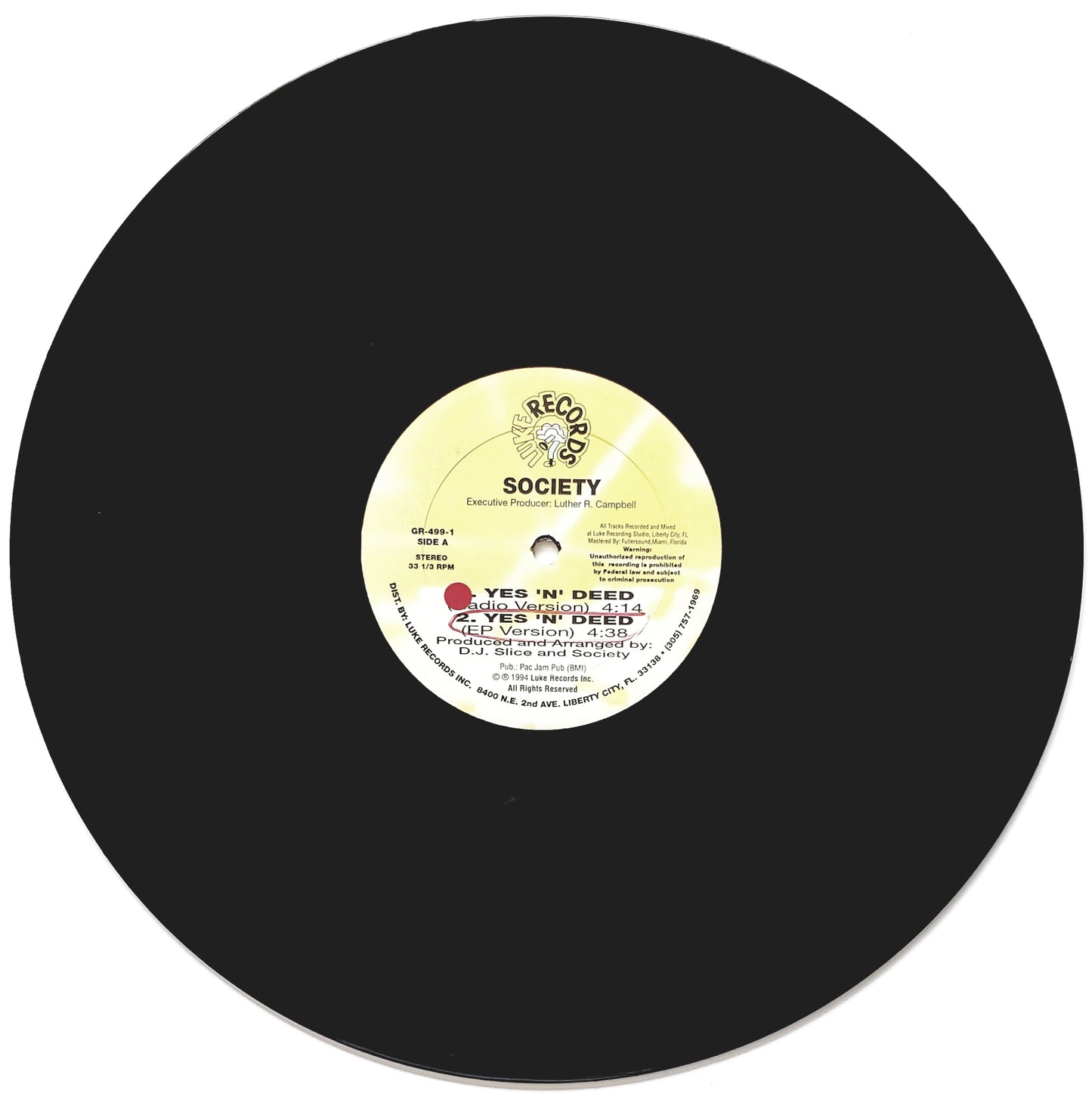 Society – Yes 'N' Deed/F.U.N.K (12" Vinyl) Vintage Hip Hop
