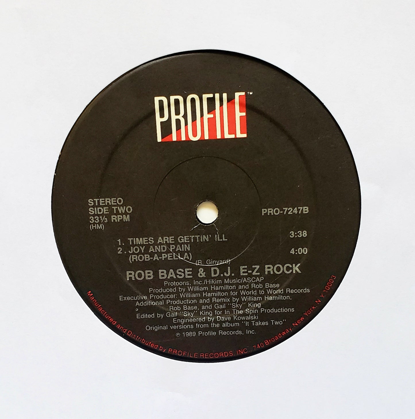 Rob Base & D.J. E-Z Rock - Joy And Pain/Times Are Gettin' Ill (Remix) (12" Vinyl)
