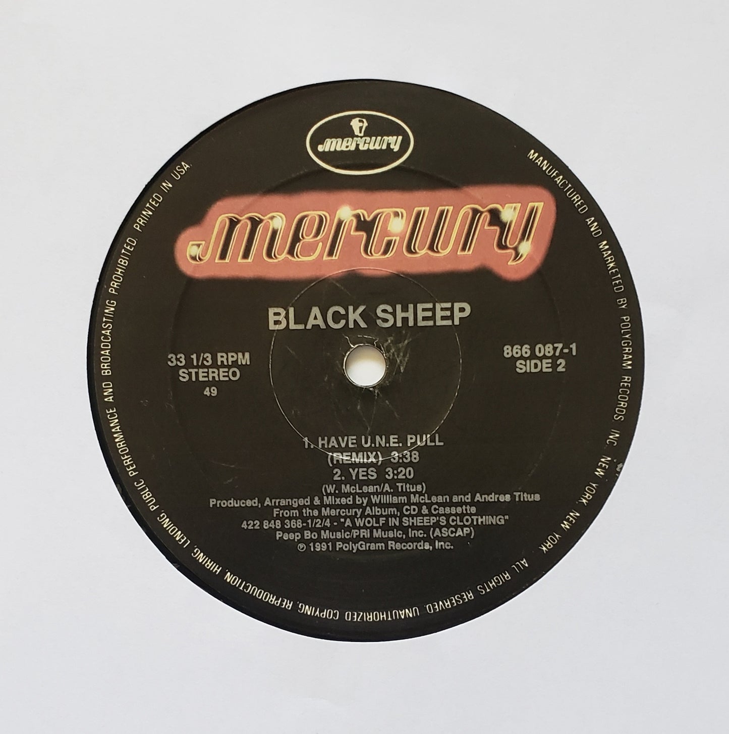 BLACK SHEEP "The Choice Is Yours/Have U.N.E. Pull (Remix)/Yes" (12" Vintage Vinyl)