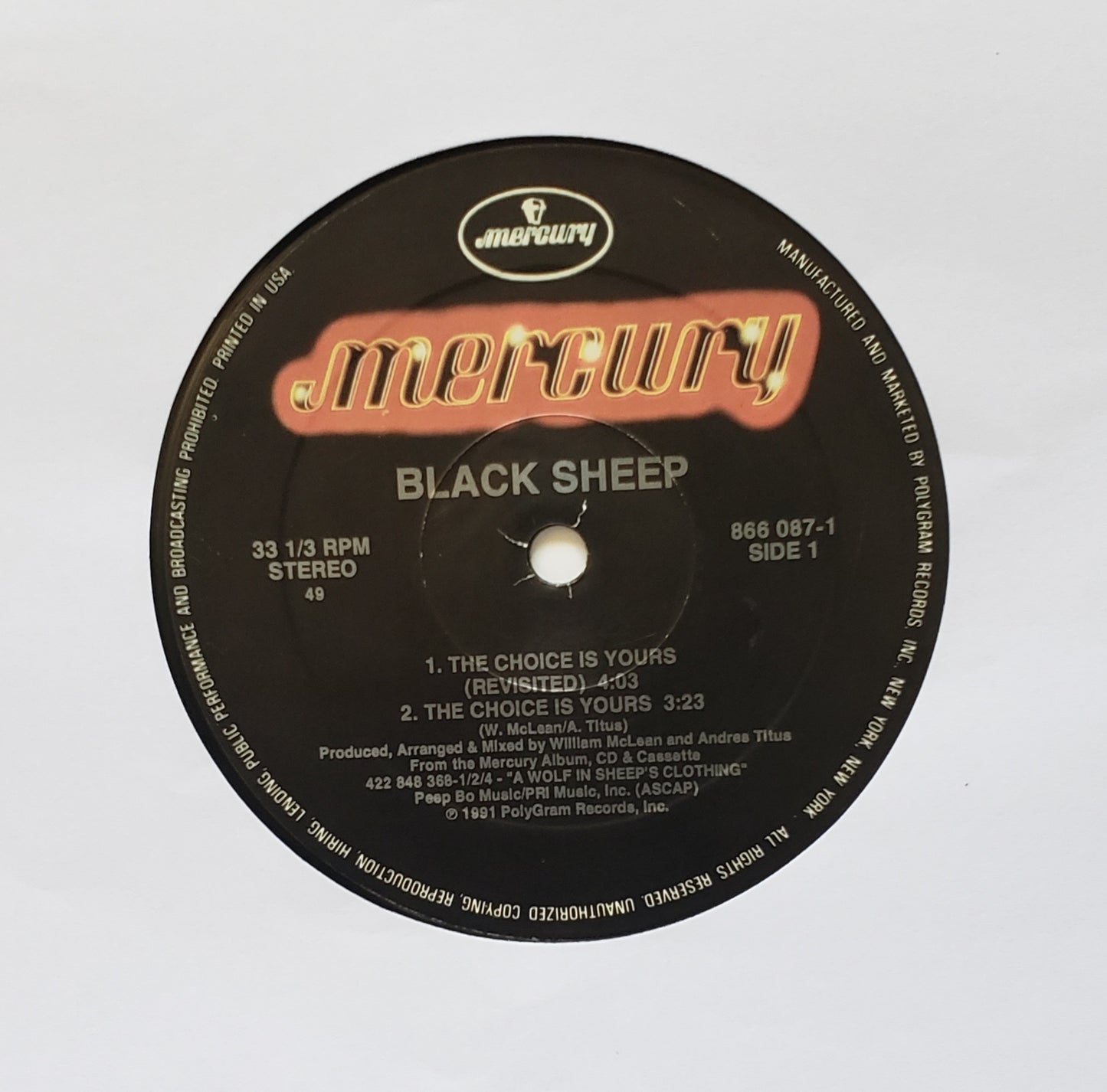 BLACK SHEEP "The Choice Is Yours/Have U.N.E. Pull (Remix)/Yes" (12" Vintage Vinyl)