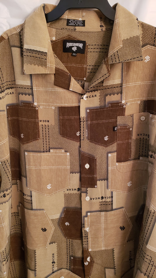 ROCAWEAR MENS SHORT SLEEVE BUTTON UP SHIRT (XXL)