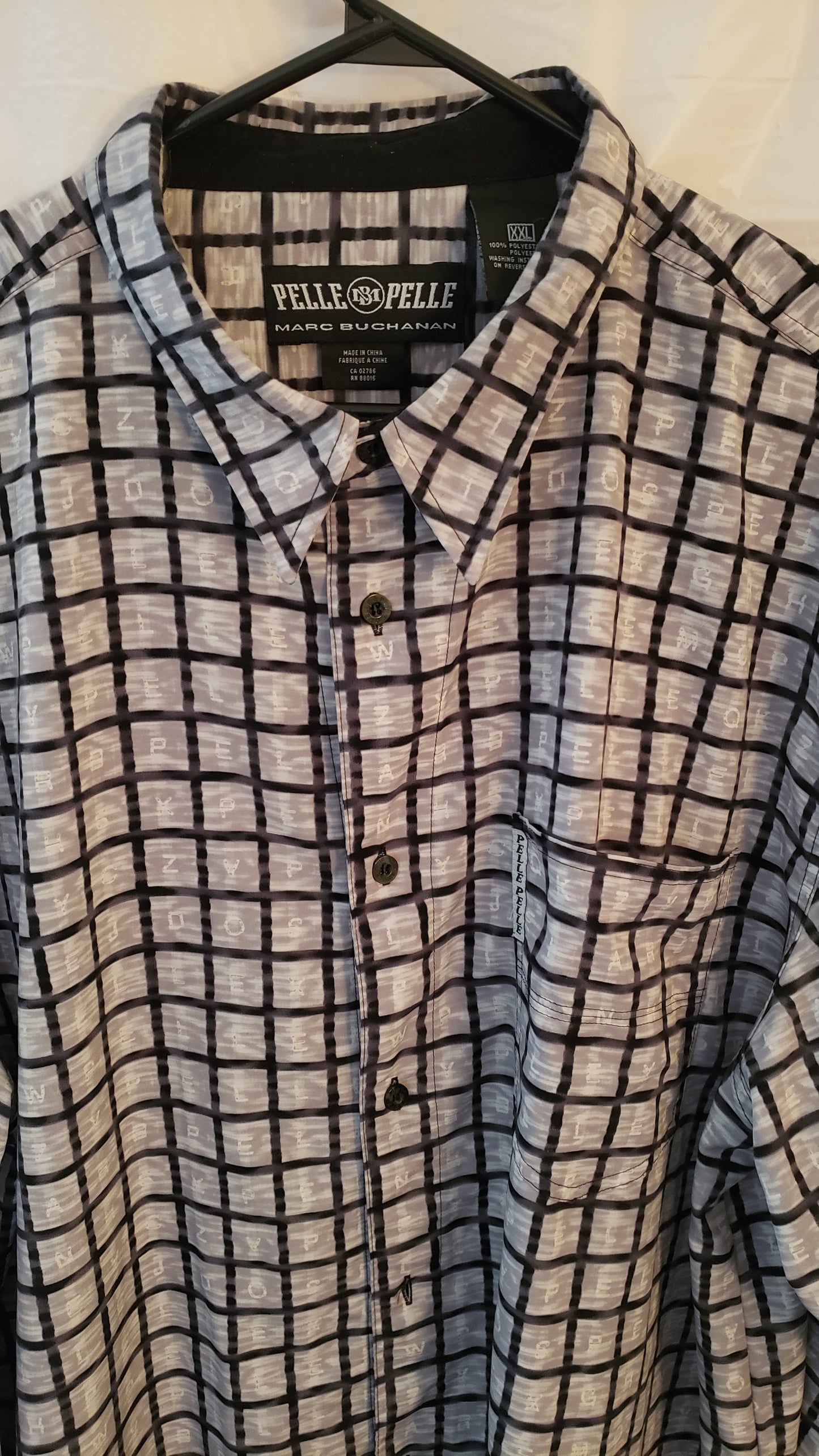 Pelle Pelle Mens Vintage Long Sleeve Button Up Shirt-VINTAGE!!! (2XL)