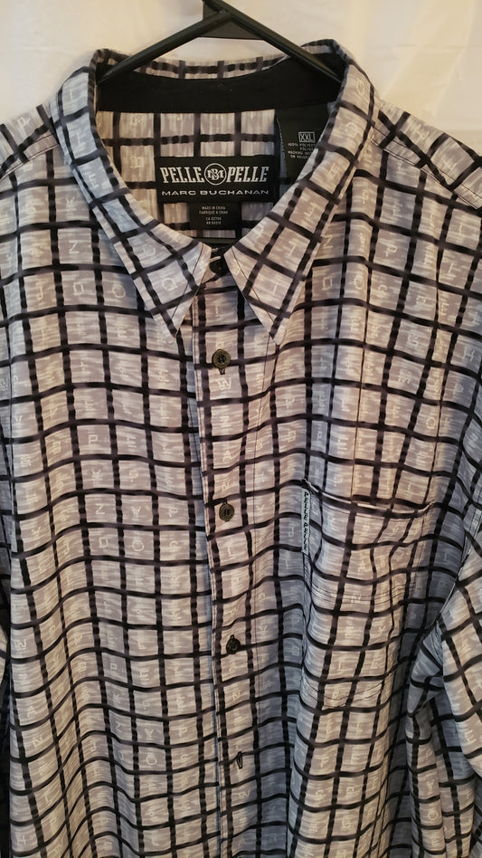 Pelle Pelle  Mens Vintage Long Sleeve Button Up Shirt-VINTAGE!!! (2XL)