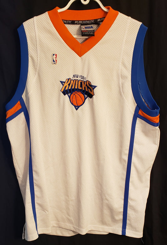 Vintage FUBU Athletic NBA White Blue Orange New York Knicks Jersey