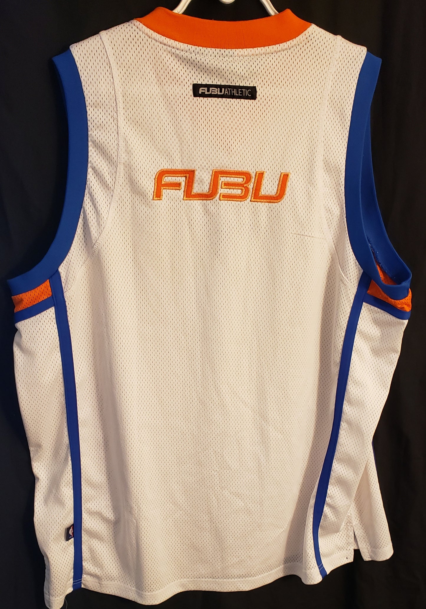 Vintage FUBU Athletic NBA White Blue Orange New York Knicks Jersey