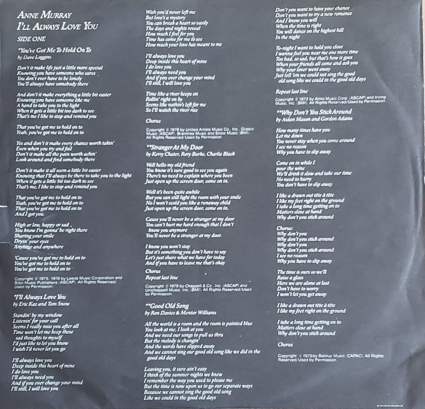 Anne Murray "I'll Always Love You" (LP Vinyl Album)