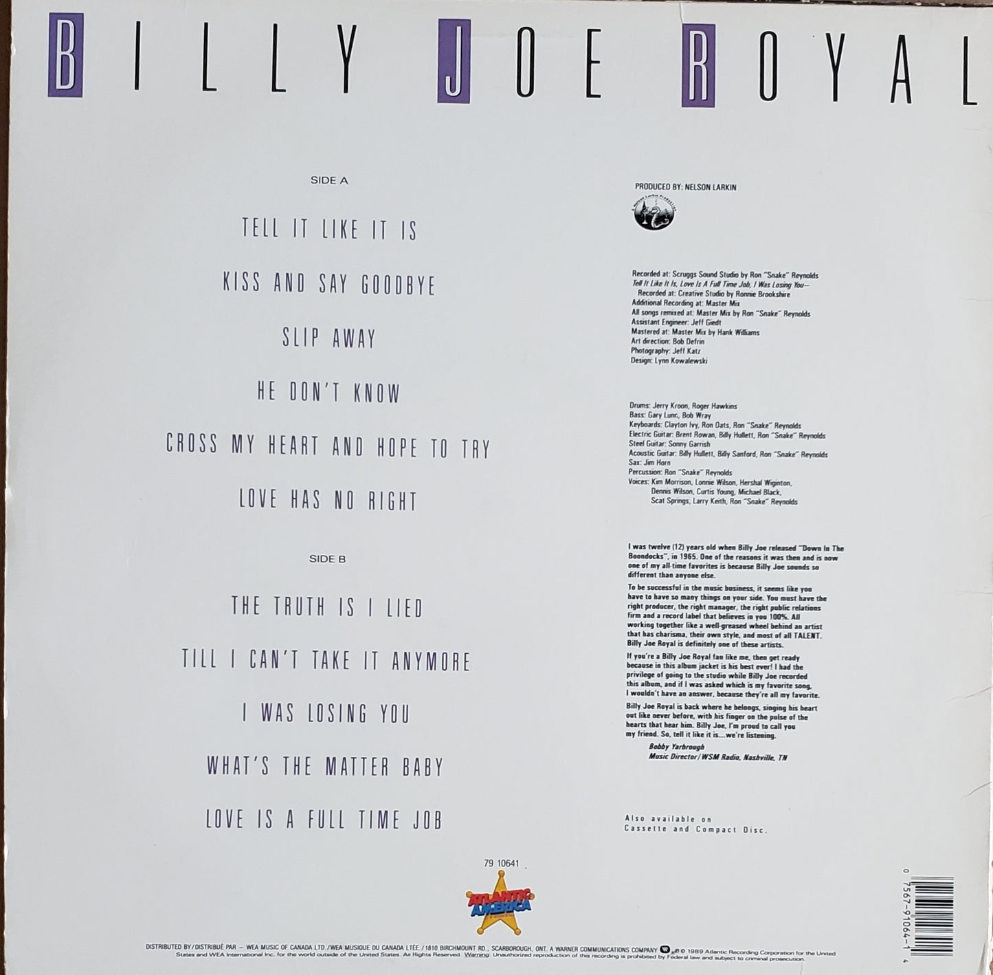 Billy Joe Royal "Tell It Like It Is" (LP Vinyl)