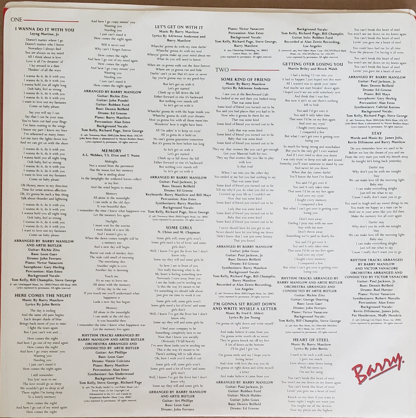 Barry Manilow "Here Comes The Night"(LP Vinyl Album )