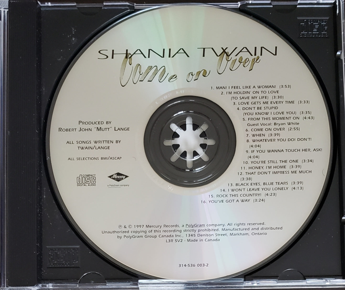 Shania Twain "Come On Over" (CD Album)