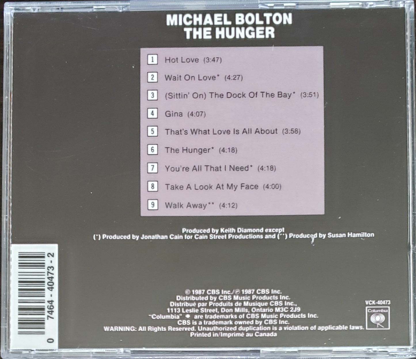 Michael Bolton"The Hunge"r (CD Album)