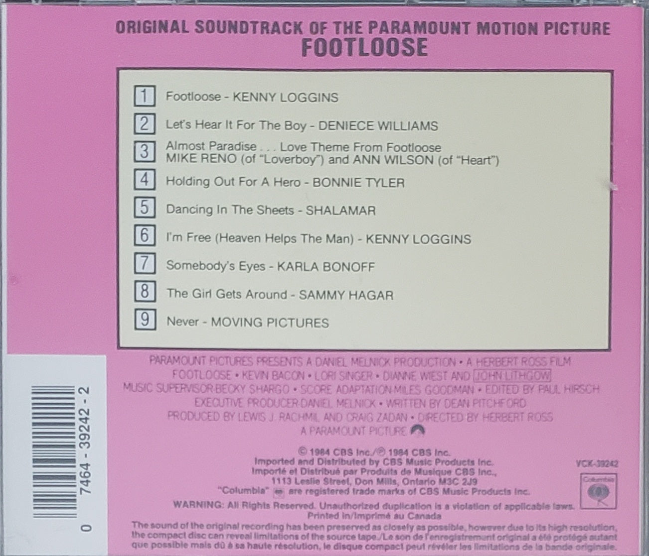 Footloose"(Music From the Motion Picture" (CD Album)