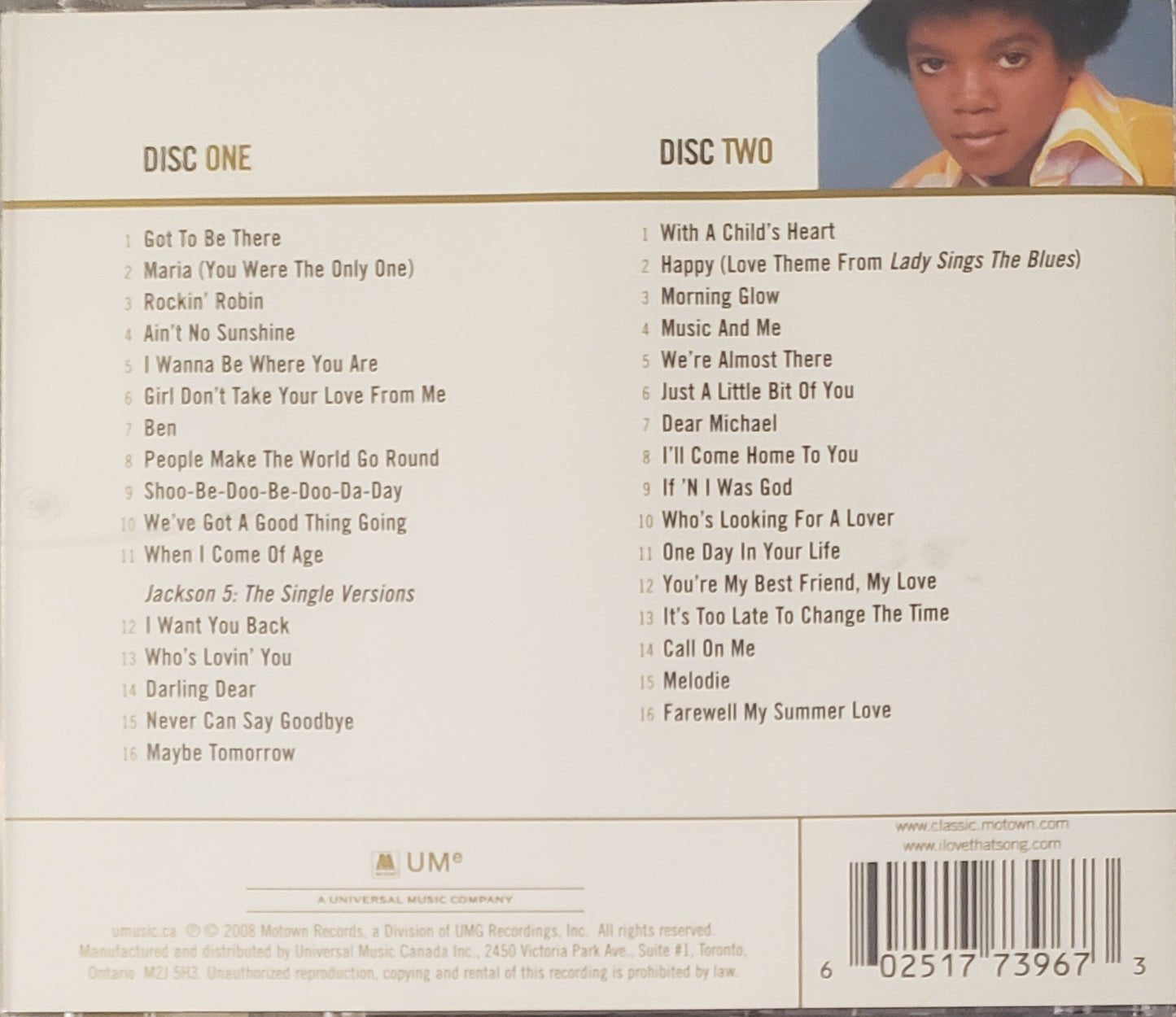 MICHAEL JACKSON "GOLD' (2-CDs Album) VINTAGE!!!