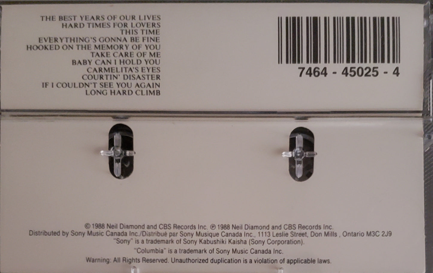 Neil Diamond " The Best Years Of Our Lives"(Audio Cassette Tape)