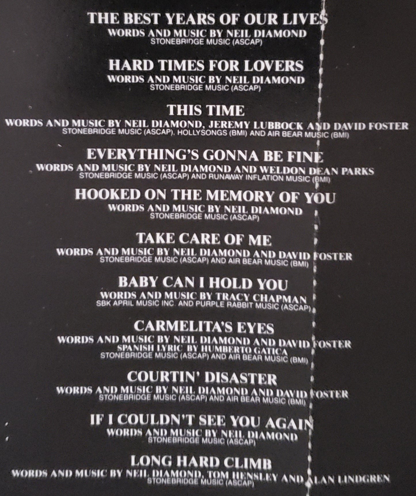 Neil Diamond " The Best Years Of Our Lives"(Audio Cassette Tape)