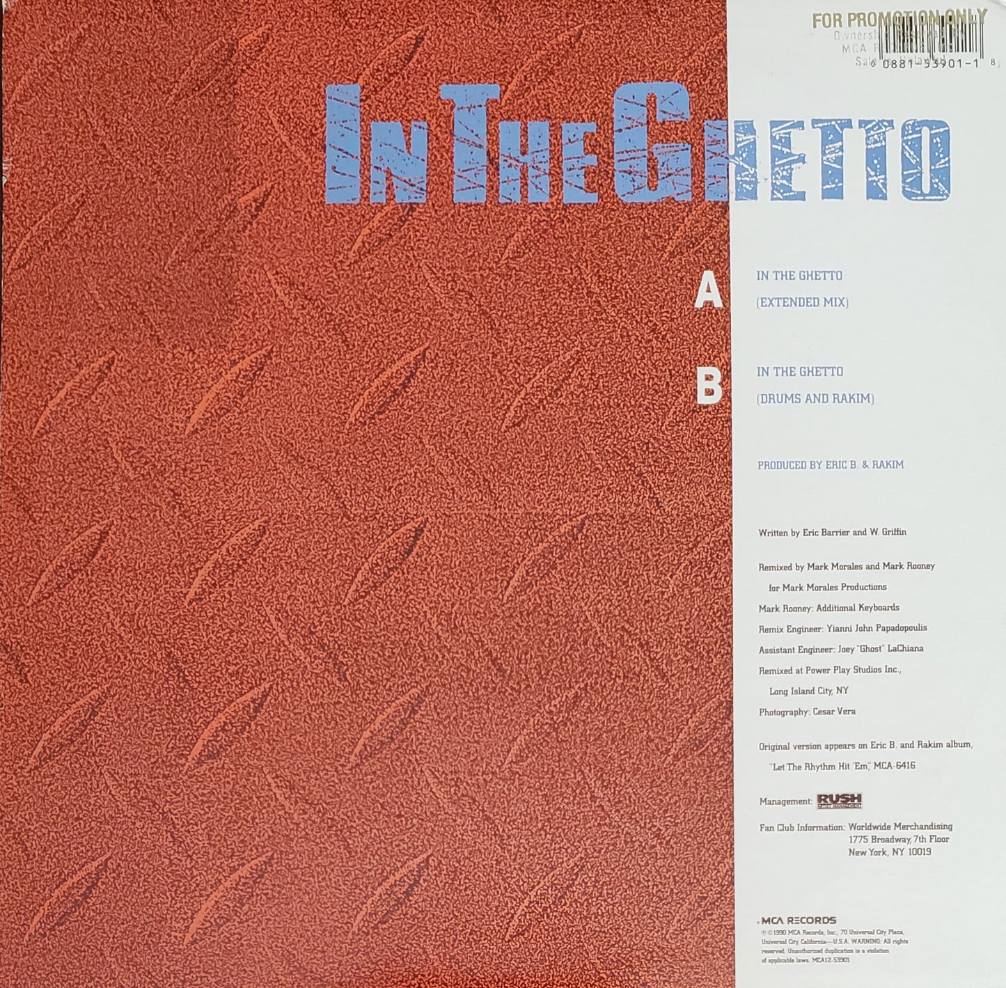 ERIC B.& Rakim "In The Ghetto" (12"Vinyl) VINTAGE-RARE!!