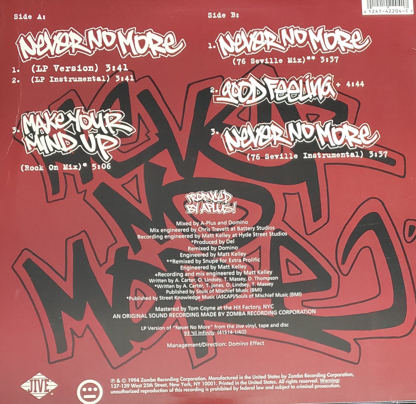 Souls of Mischief "Never No More/Make Your Mind Up (12"Vinyl) VINTAGE-RARE!!