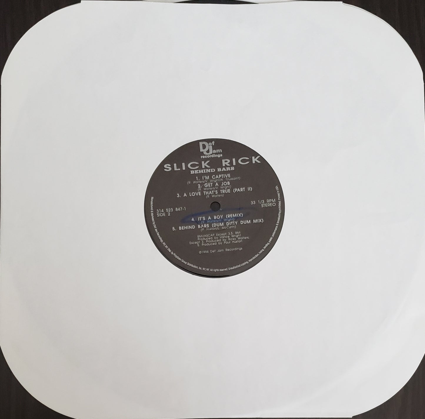 Slick Rick "Behind Bars" (LP Vinyl Album) VINTAGE-RARE!!