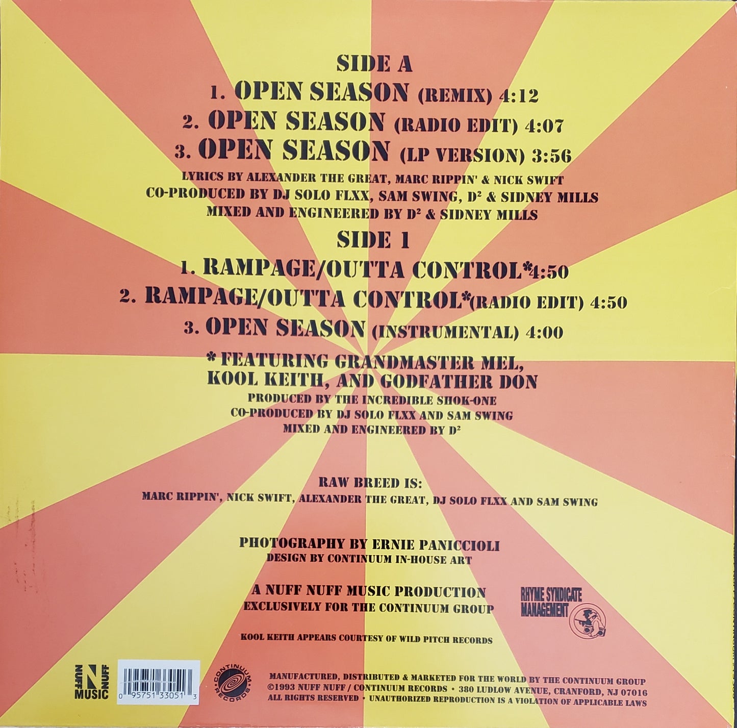 Raw Breed "Open Season/Rampage/Outa Control"(12" Vinyl) VINTAGE!!