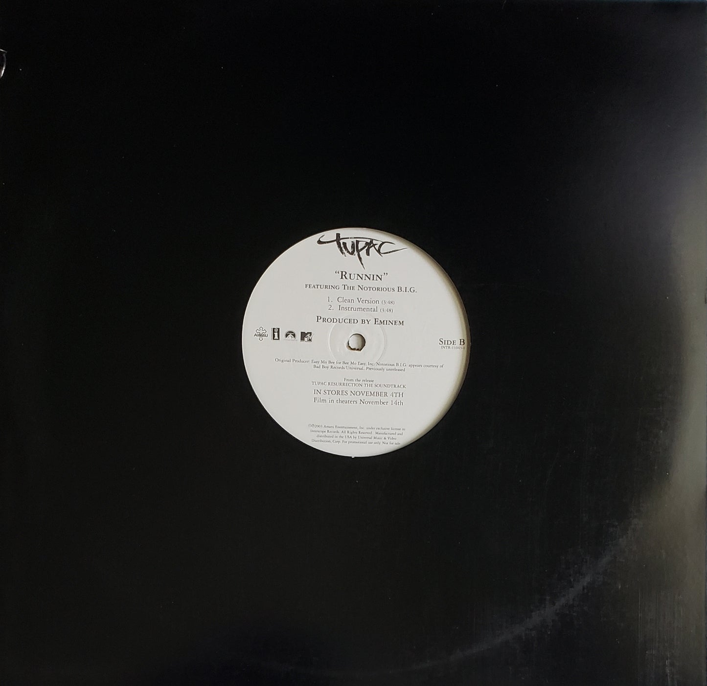Tupac Runnin featuring The Notorious B.I.G. (12" Vinyl) RARE!!