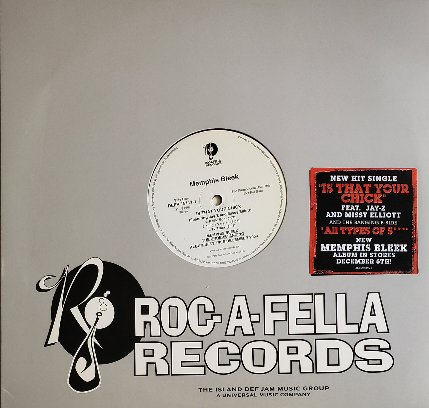 Memphis Bleek featuring Jay-Z Missy Elliot" Is That Your Chick" (12" Vinyl)ORIGINAL!1