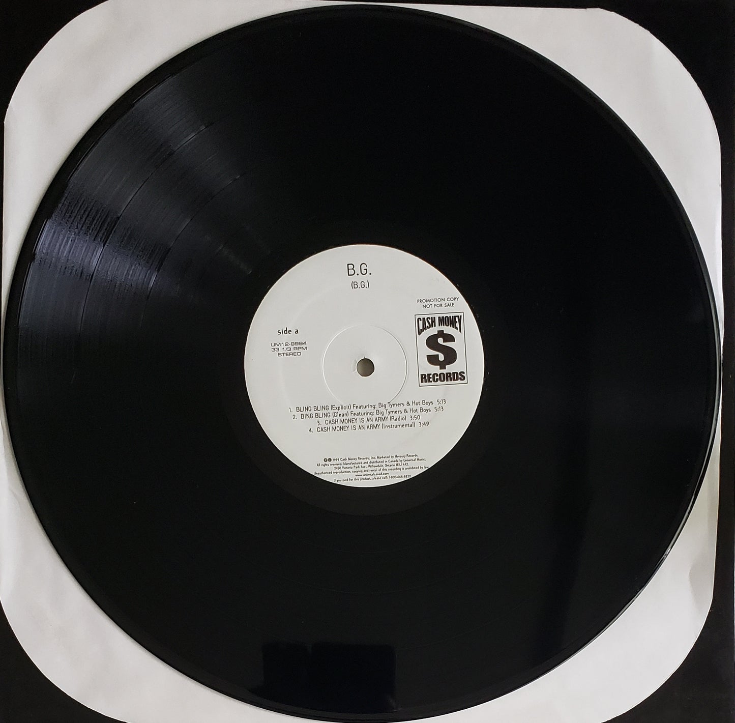 B.G./Eightball & M.J.G. "Bling Bling/Cash Money Is An Army/We Started This/Don't Flex (12" LP))