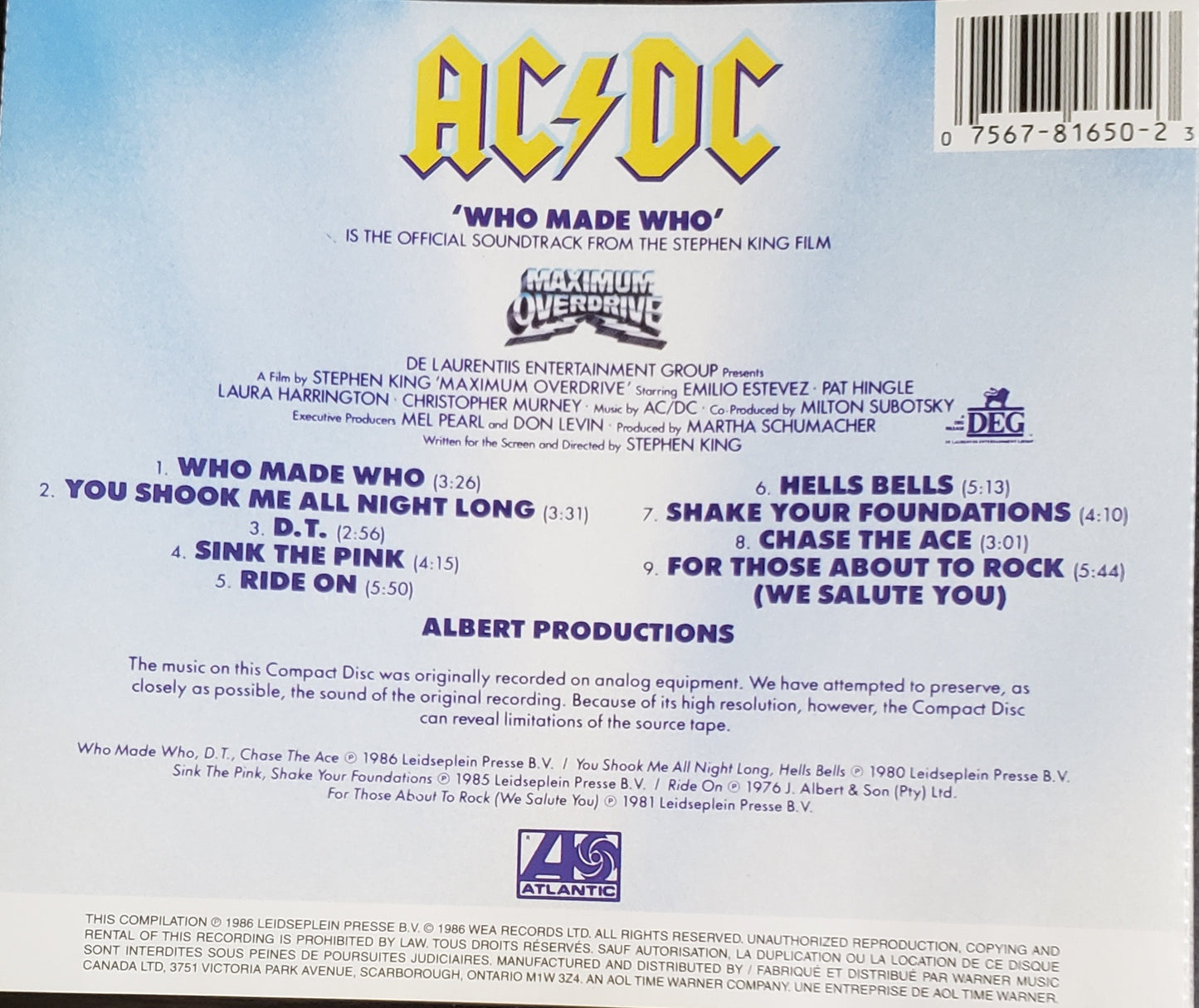 AC/DC" Who Made Who" (CD) VINTAGE