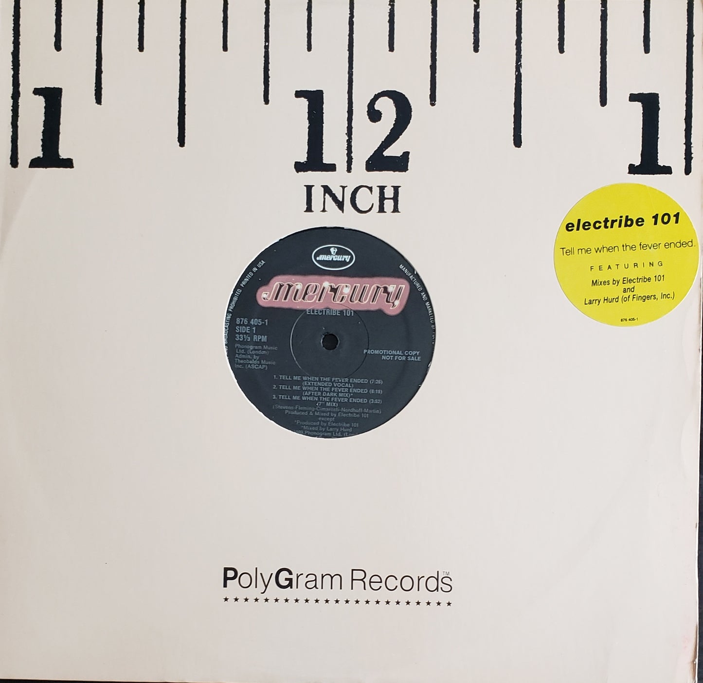 ELECTRIBE 101~Tell Me When The Fever Ended (12" Vinyl) Vocal House