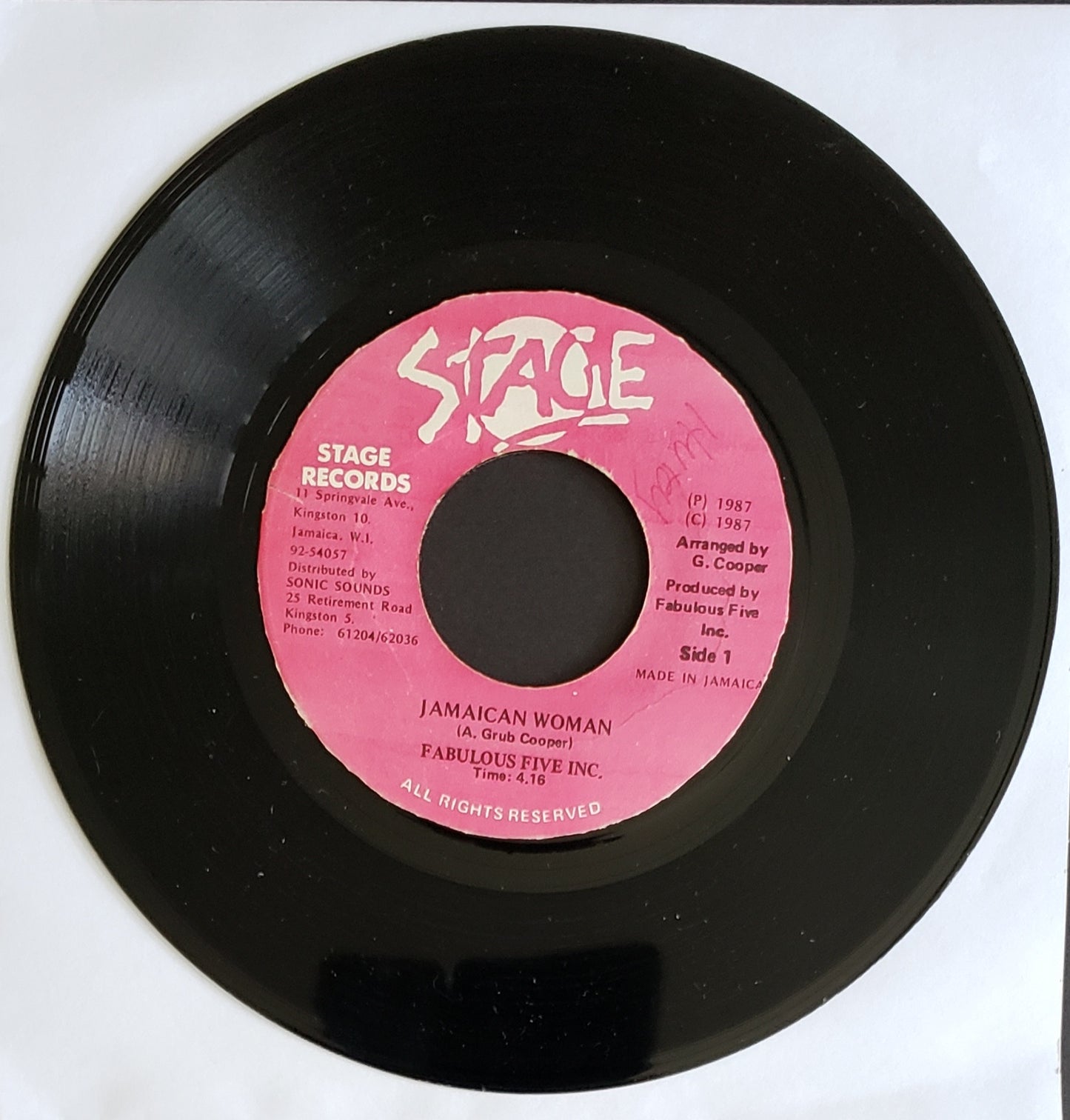 Fabulous Five Inc. – Jamaican Woman (7" Vinyl 45 RPM) Vintage Reggae