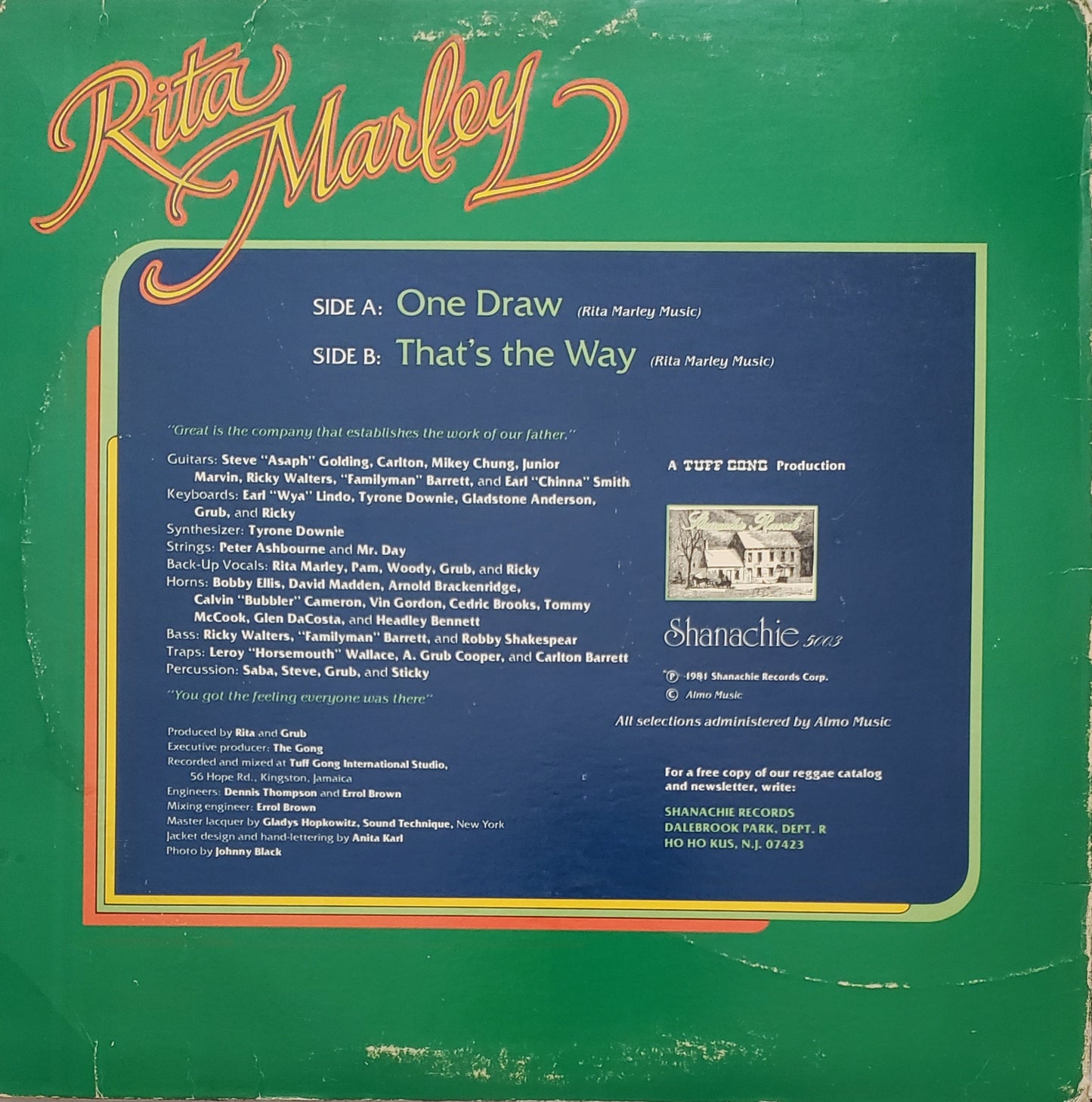 Rita Marley "One Draw / That's The Way" (12" Vinyl Reggae) VINTAGE