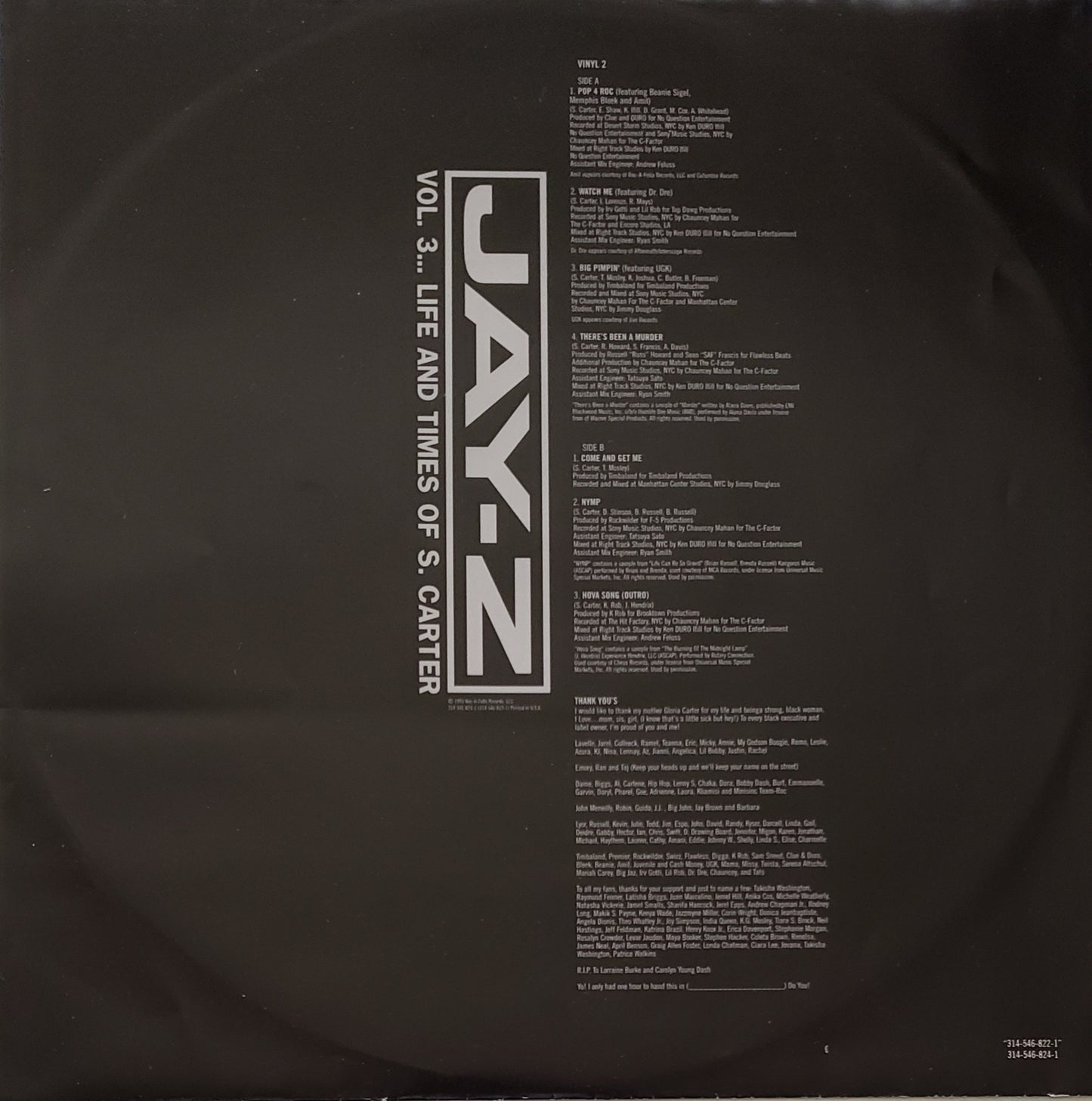Jay-Z – Vol. 3... Life And Times Of S. Carter (2X LP Vinyl) RARE!!!